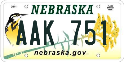 NE license plate AAK751