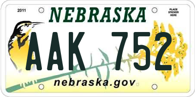 NE license plate AAK752