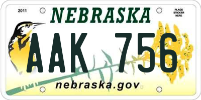 NE license plate AAK756