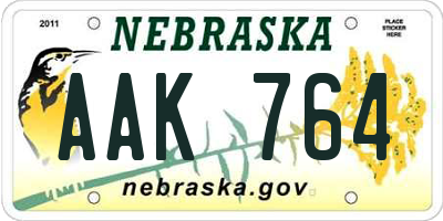 NE license plate AAK764