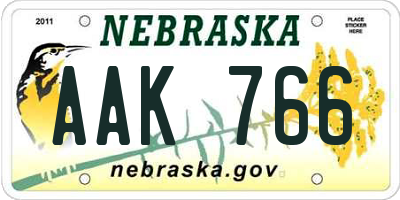 NE license plate AAK766