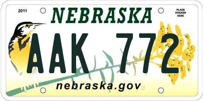 NE license plate AAK772
