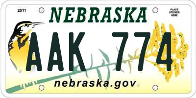NE license plate AAK774