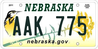 NE license plate AAK775