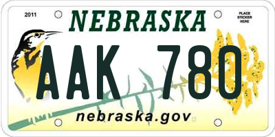 NE license plate AAK780