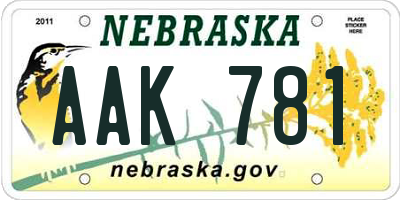NE license plate AAK781