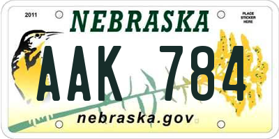 NE license plate AAK784
