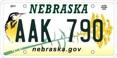 NE license plate AAK790