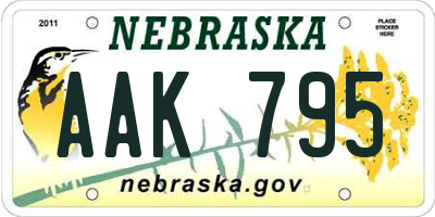 NE license plate AAK795