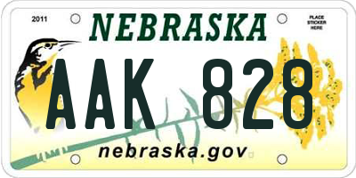 NE license plate AAK828