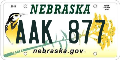 NE license plate AAK877