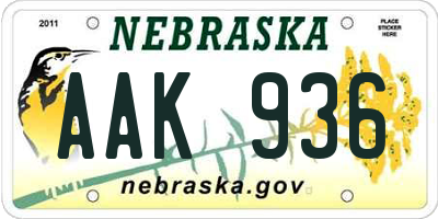 NE license plate AAK936