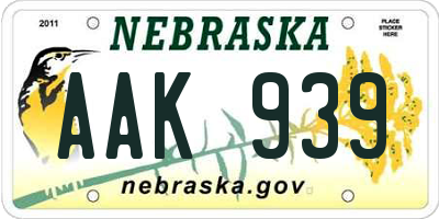 NE license plate AAK939