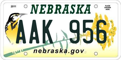 NE license plate AAK956