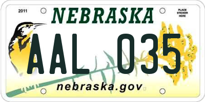 NE license plate AAL035