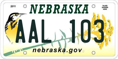NE license plate AAL103
