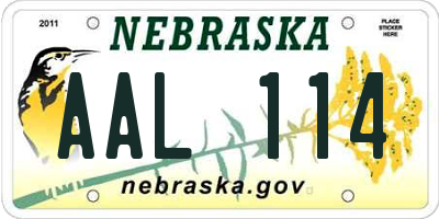 NE license plate AAL114