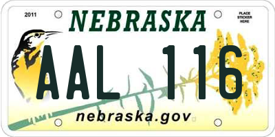 NE license plate AAL116