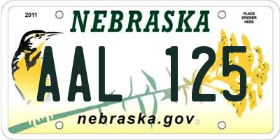 NE license plate AAL125