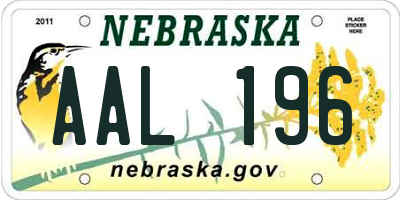 NE license plate AAL196