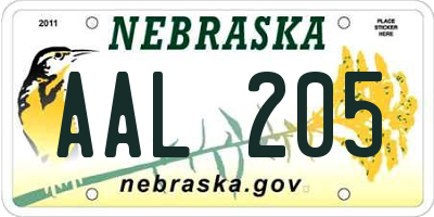NE license plate AAL205