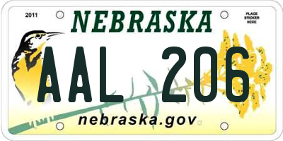 NE license plate AAL206