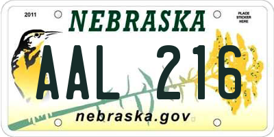 NE license plate AAL216