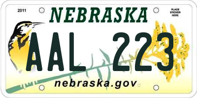 NE license plate AAL223