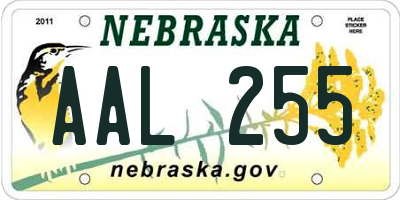 NE license plate AAL255