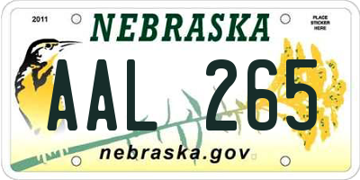 NE license plate AAL265