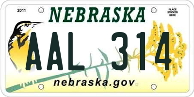 NE license plate AAL314