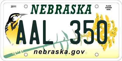 NE license plate AAL350