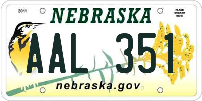 NE license plate AAL351