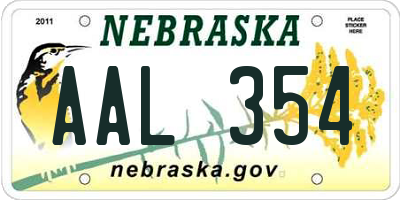 NE license plate AAL354