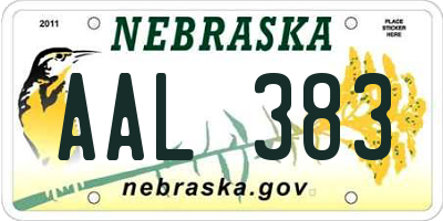 NE license plate AAL383