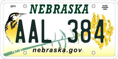 NE license plate AAL384