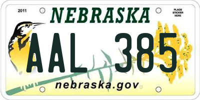 NE license plate AAL385