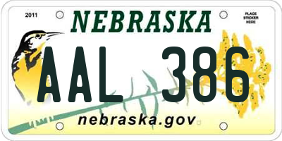 NE license plate AAL386