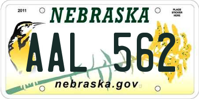 NE license plate AAL562