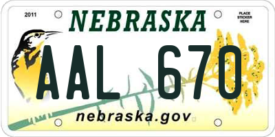 NE license plate AAL670