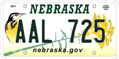 NE license plate AAL725
