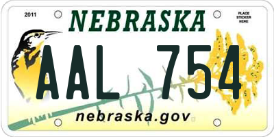 NE license plate AAL754
