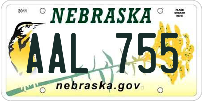 NE license plate AAL755