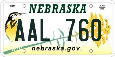 NE license plate AAL760