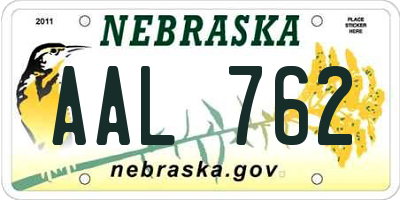 NE license plate AAL762