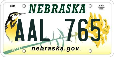 NE license plate AAL765