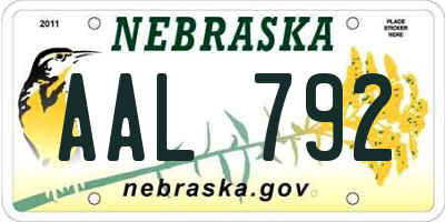 NE license plate AAL792