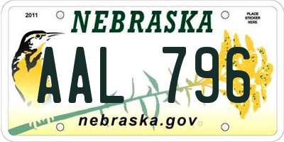 NE license plate AAL796