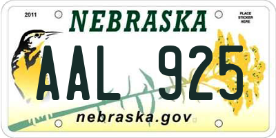 NE license plate AAL925