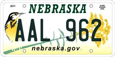 NE license plate AAL962